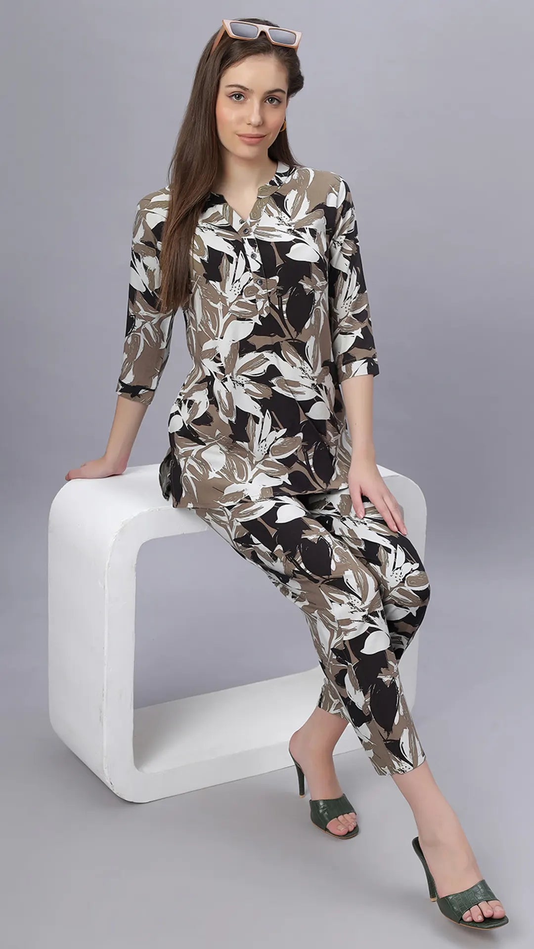 Sukanya Comfortable Women's Cotton Blend Half Sleeves Night Suit - Black and Navy Blue, Soft and Elegant Print Sleepwear