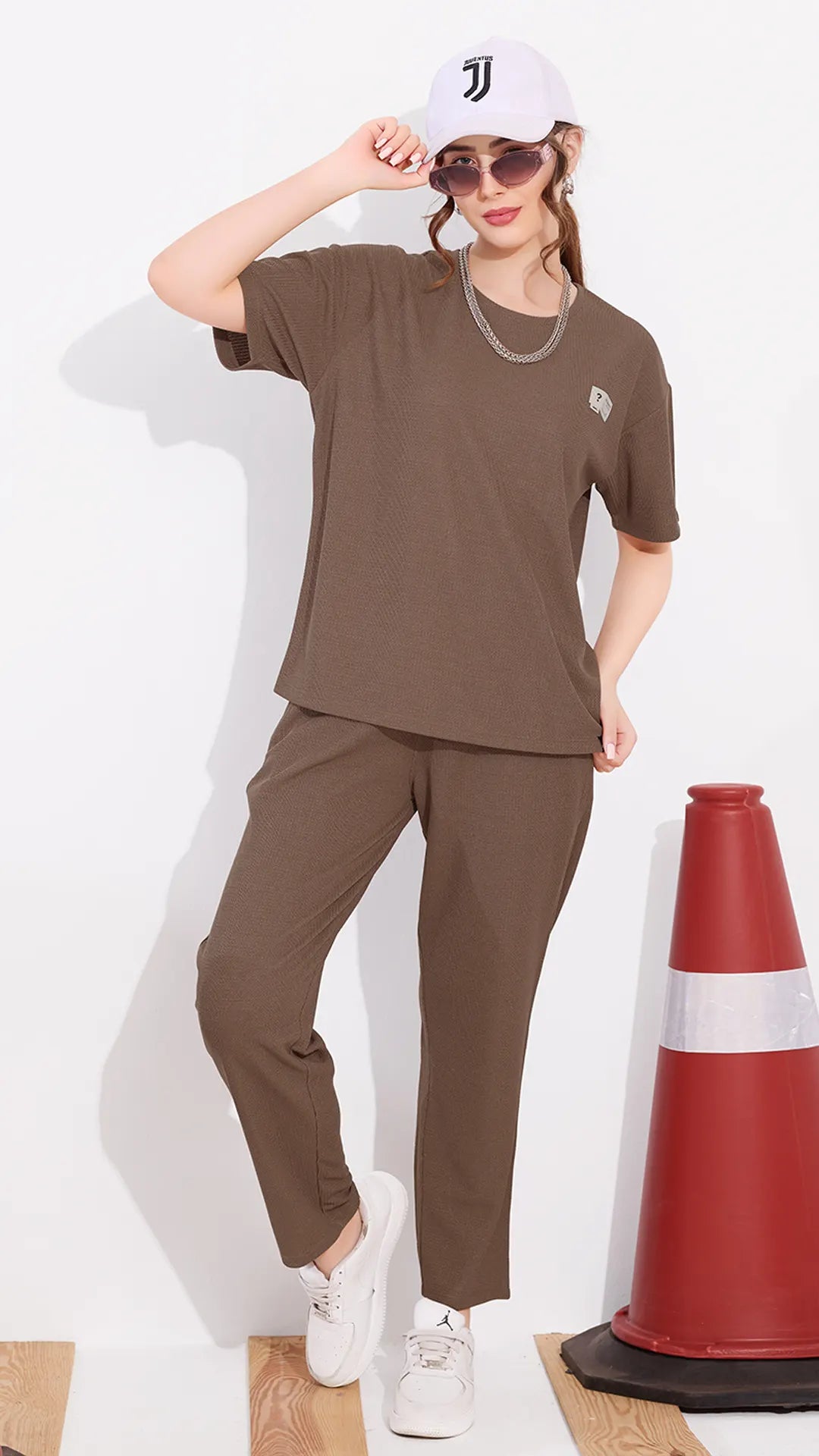 Brown Printed Half Sleeves Round Neck