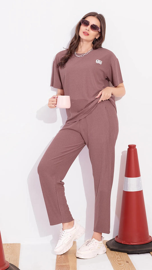 Rust Printed Half Sleeves Round Neck