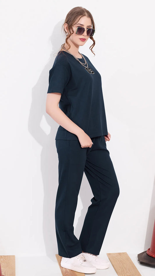 Peacock Printed Half Sleeves Round Neck