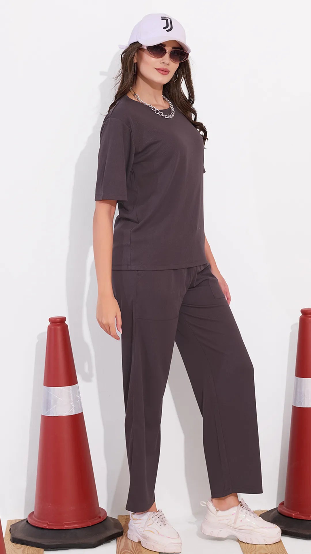 Mauve Printed Half Sleeves Round Neck