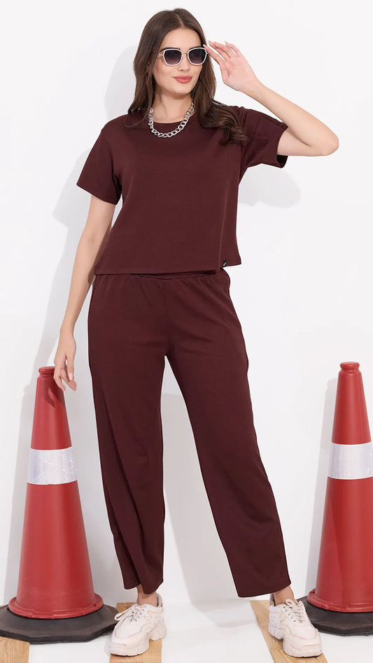 Maroon Printed Half Sleeves Round Neck