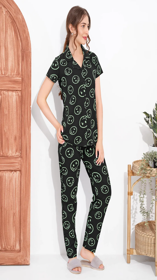 Brown Printed Half Sleeves Round Neck