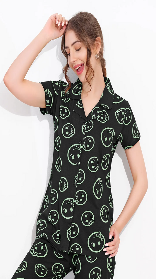 Brown Printed Half Sleeves Round Neck