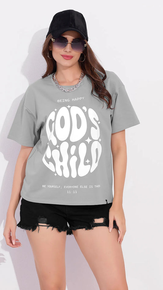 Cement Printed Half Sleeves Round Neck