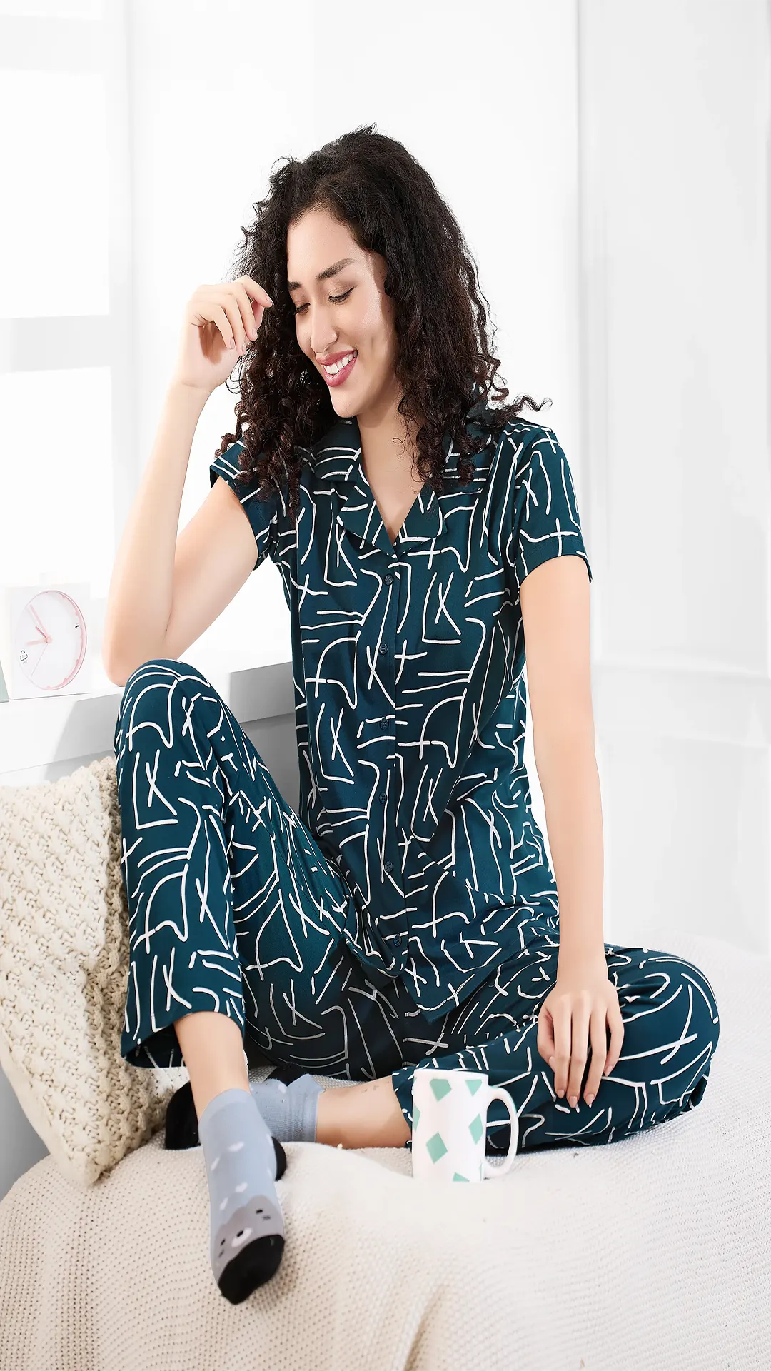 Peacock Printed Half Sleeves Round Neck