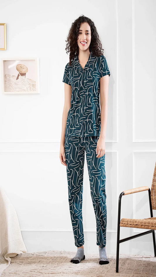 Peacock Printed Half Sleeves Round Neck