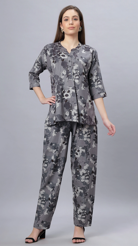 Sukanya Comfortable Women's Cotton Blend Half Sleeves Night Suit, Soft and Elegant Print Sukanya Comfortable Women's Cotton Blend Half Sleeves Night Suit, Gray, Soft and Elegant Print Sleepwear