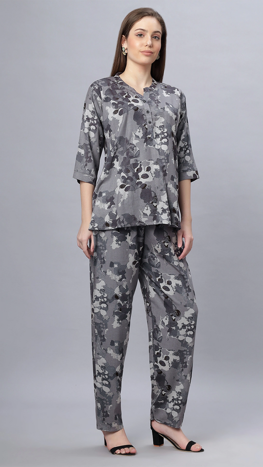 Sukanya Comfortable Women's Cotton Blend Half Sleeves Night Suit, Soft and Elegant Print Sukanya Comfortable Women's Cotton Blend Half Sleeves Night Suit, Gray, Soft and Elegant Print Sleepwear