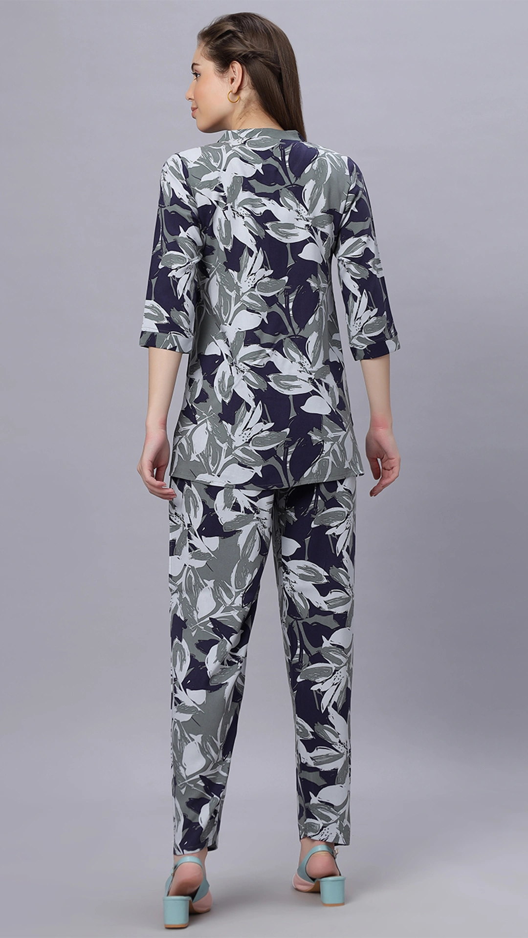 Sukanya Comfortable Women's Cotton Blend Half Sleeves Night Suit - Black and Navy Blue, Soft and Elegant Print Sleepwear