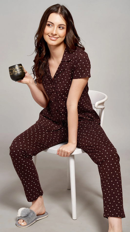 COFFEE Printed Half Sleeves Round Neck