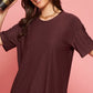 Lunica Women's Printed Sinker Nightsuit Set , Regular Fit Loungewear , Ideal for Women , Lounge Wear Nightdress Pyjama Set Sleepwear , Mauve Printed Half Sleeves Round Neck