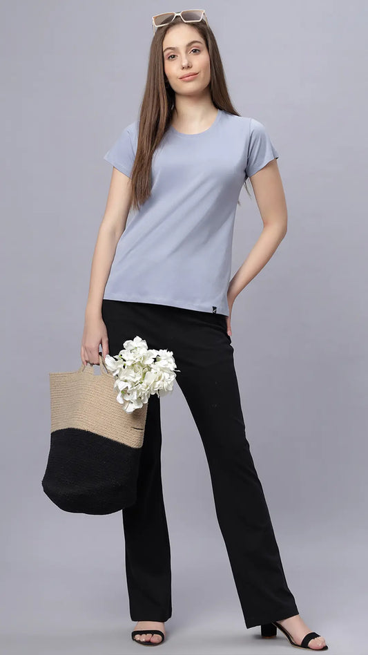 Lunica Women's  Lounge Wear  Seprate Top  - Grey , Sinker Fabric, Regular Fit, Ideal For Women's, Lounge Wear, Half Sleeve, Round Neck