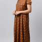 Sukanya Women's Floral Lounge Wear Gown - Regular Fit, Ideal for Women's, Lounge Wear,  Viscose Rayon, Floral, Half Sleeves, Round, Wine, Green & Mustard