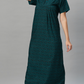 Sukanya Women's Floral Print Gown - Poly Cotton, Regular Fit, Lounge Wear, Half Sleeves, Round Neck, Wine, Green & Mustard