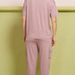 Lunica Women's Printed Sinker Nightsuit Set , Regular Fit Loungewear , Ideal for Women , Lounge Wear Nightdress Pyjama Set Sleepwear , Pink Printed Half Sleeves Round Neck