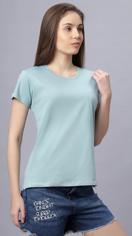 Lunica Women's  Lounge Wear  Seprate Top  - Green , Sinker Fabric, Regular Fit, Ideal For Women's, Lounge Wear, Half Sleeve, Round Neck