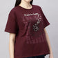 Lunica Women's  Lounge Wear  Seprate Top  - Wine , Looper Lycra, Regular Fit, Ideal For Women's, Lounge Wear, Half Sleeve, Round Neck