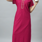 Sukanya Women's Embroidered Poly Cotton Lounge Wear Gown -  Regular Fit, Ideal For Women's, Lounge Wear, Half Sleeves, Round Neck