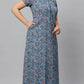 Sukanya Women's Blue Formal Lounge Wear Dress - Poly Cotton, Long, Half Sleeves