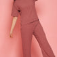 Lunica Women's Printed Sinker Nightsuit Set , Regular Fit Loungewear , Ideal for Women , Lounge Wear Nightdress Pyjama Set Sleepwear , Mauve Printed Half Sleeves Round Neck