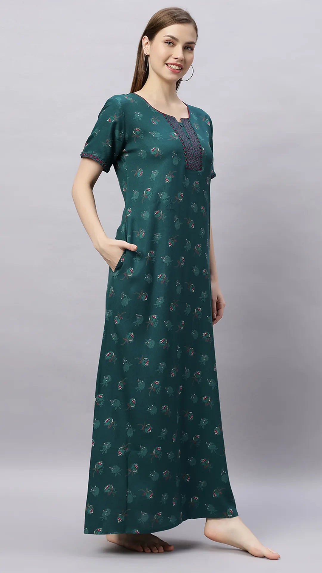 Sukanya Floral Printed Maxi Gown | Women's Stylish Lounge Wear