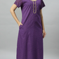 Sukanya Women's Embroidered Poly Cotton Lounge Wear Gown -  Regular Fit, Ideal For Women's, Lounge Wear, Half Sleeves, Round Neck