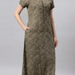 Sukanya Women's Printed Poly Cotton Lounge Wear Gown - Brown, Regular Fit, Ideal For: Women's, Occasion: Lounge Wear, Sleeve Type: Half Sleeves, Collar Type: V-neck