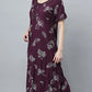 Sukanya Women's Black, Navy Blue & wine, Cotton Blend Printed Nighty - Half Sleeves, Round Neck, Long
