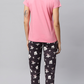 Sukanya Women's Printed Lounge Wear Top & Payjama Set - Pink, Sinker Fabric, Regular Fit, Ideal for Women's, Lounge Wear, Half Sleeve, Round Neck