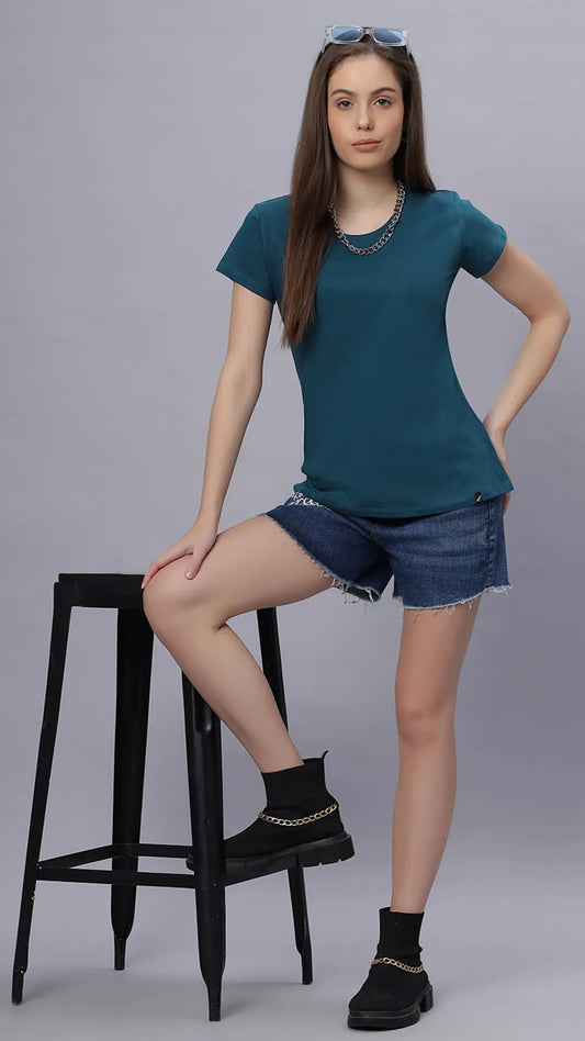Lunica Women's  Lounge Wear  Seprate Top  - Blue, Sinker Fabric, Regular Fit, Ideal For Women's, Lounge Wear, Half Sleeve, Round Neck