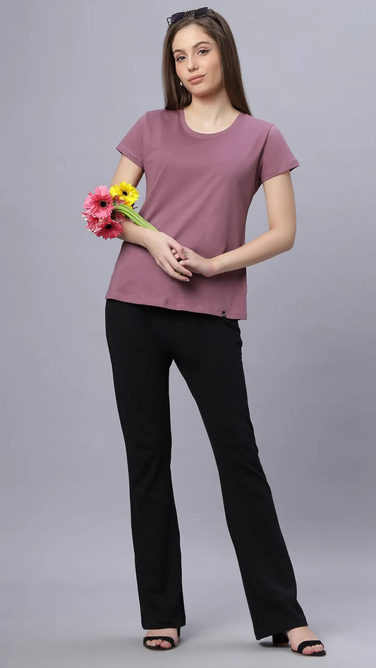 Lunica Women's  Lounge Wear  Seprate Top  - Pink , Sinker Fabric, Regular Fit, Ideal For Women's, Lounge Wear, Half Sleeve, Round Neck