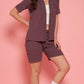 Lunica Women's Printed Sinker Nightsuit Set , Regular Fit Loungewear , Ideal for Women , Lounge Wear Nightdress Bermuda Set Sleepwear , Mauve Printed Half Sleeves Round Neck