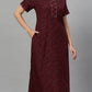 Suaknya Women's Floral Print Lounge Wear Gown  Polly Cotton, Regular Fit, Half Sleeves, V Neck