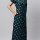 Sukanya Women's Floral Lounge Wear Gown - Regular Fit, Ideal for Women's, Lounge Wear,  Viscose Rayon, Floral, Half Sleeves, Round, Wine, Green & Mustard
