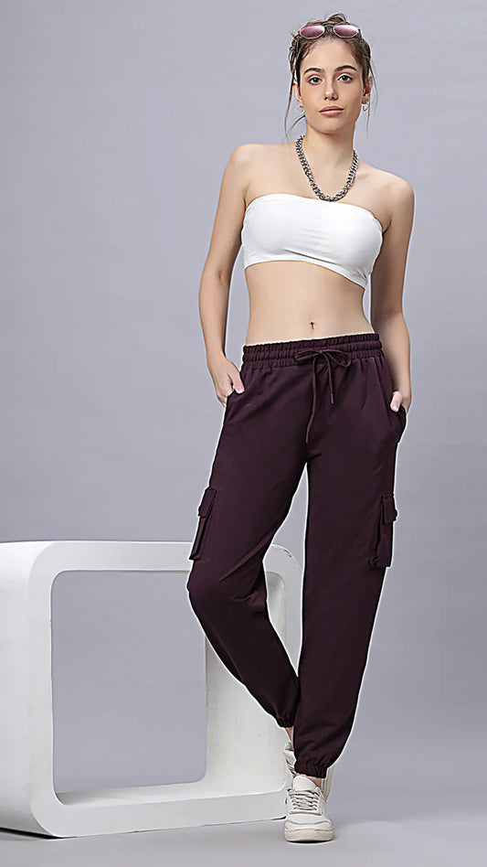 Lunica  Women's Lounge Wear  Seprate Bottom  - Wine, Looper Lycra Fabric, Regular Fit,  Full Length