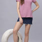 Lunica Women's  Lounge Wear  Seprate Top  - Pink , Sinker Fabric, Regular Fit, Ideal For Women's, Lounge Wear, Half Sleeve, Round Neck