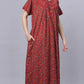 Sukanya Comfortable Women's Full Length Cotton Blend Half Sleeves Nighty, Red, Black & Blue, Soft and Elegant Print Sleepwear
