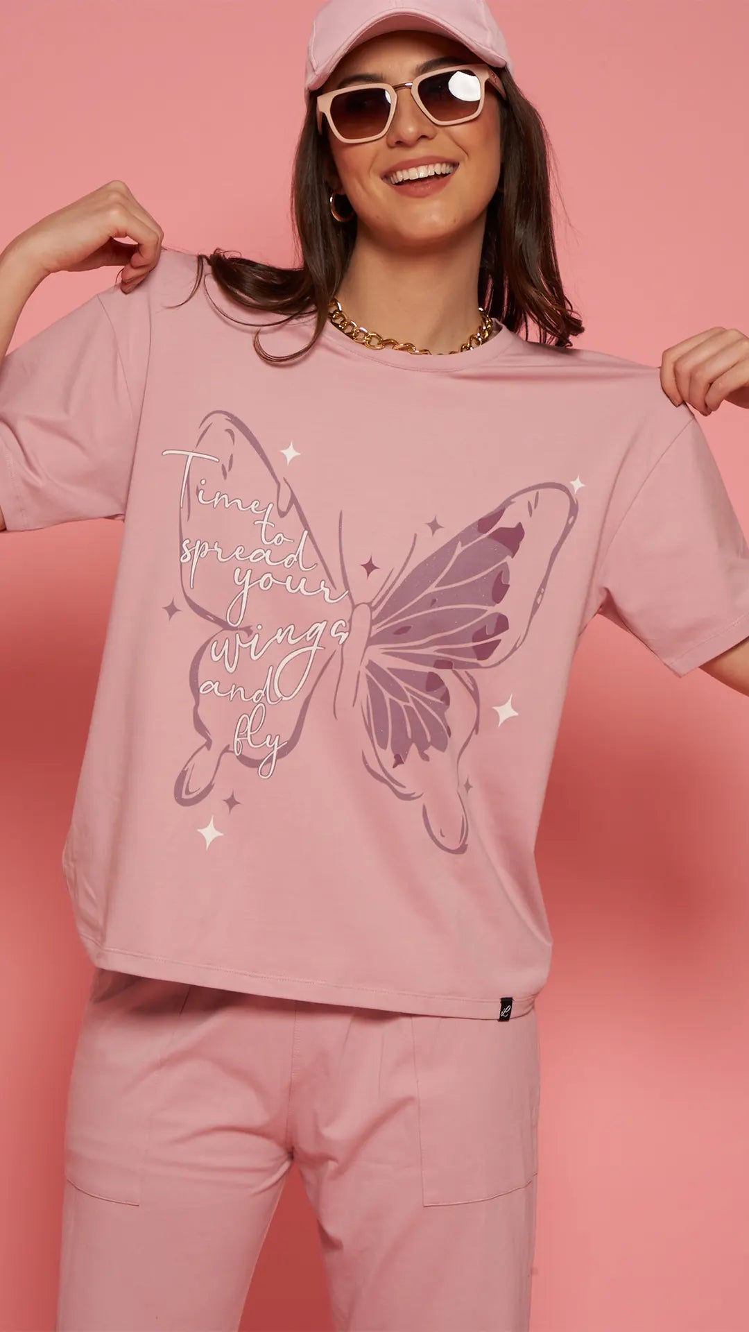 Lunica Women's Printed Sinker Nightsuit Set , Regular Fit Loungewear , Ideal for Women , Lounge Wear Nightdress Pyjama Set Sleepwear , Lilac Printed Half Sleeves Round Neck