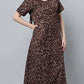 Sukanya Women's Black Cotton Blend Printed Nighty - Half Sleeves, Round Neck, Long