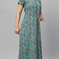 Sukanya Women's Blue Formal Lounge Wear Dress - Poly Cotton, Long, Half Sleeves