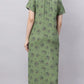 Sukanya Women's Floral Lounge Wear Gown, Regular Fit, Women's Ideal, Lounge Wear, Half Sleeves, Floral Pattern, Round Neck