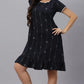 Sukanya  Women's Printed Lounge Wear Gown - Navy, Regular Fit, Ideal for Women's, Sinker Fabric, Half Sleeves, Round Neck