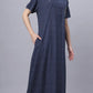 Sukanya Comfortable Women's Full Length Cotton Blend Half Sleeves Nighty, Black, Blue & Maroon, Soft and Elegant Print Sleepwear