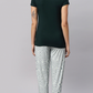 Sukanya Women's Printed Lounge Wear Top & Pyjama Set - Dark Green, Regular Fit, Sinker Fabric, Half Sleeve, Round Neck