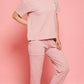 Lunica Women's Printed Sinker Nightsuit Set , Regular Fit Loungewear , Ideal for Women , Lounge Wear Nightdress Pyjama Set Sleepwear , Pink Printed Half Sleeves Round Neck
