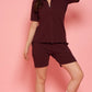 Lunica Women's Printed Sinker Nightsuit Set , Regular Fit Loungewear , Ideal for Women , Lounge Wear Nightdress Bermuda Set Sleepwear , Wine Printed Half Sleeves Round Neck