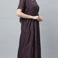 Sukanya Comfortable Women's Full Length Cotton Blend Half Sleeves Nighty, Blue, coffee & Wine, Soft and Elegant Print Sleepwear