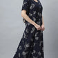 Sukanya Women's Black, Navy Blue & wine, Cotton Blend Printed Nighty - Half Sleeves, Round Neck, Long