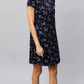 Sukanya Women's Printed Lounge Wear Gown - Black, Regular Fit, Ideal For Women's, Sinker Fabric, Half Sleeves, Round Neck